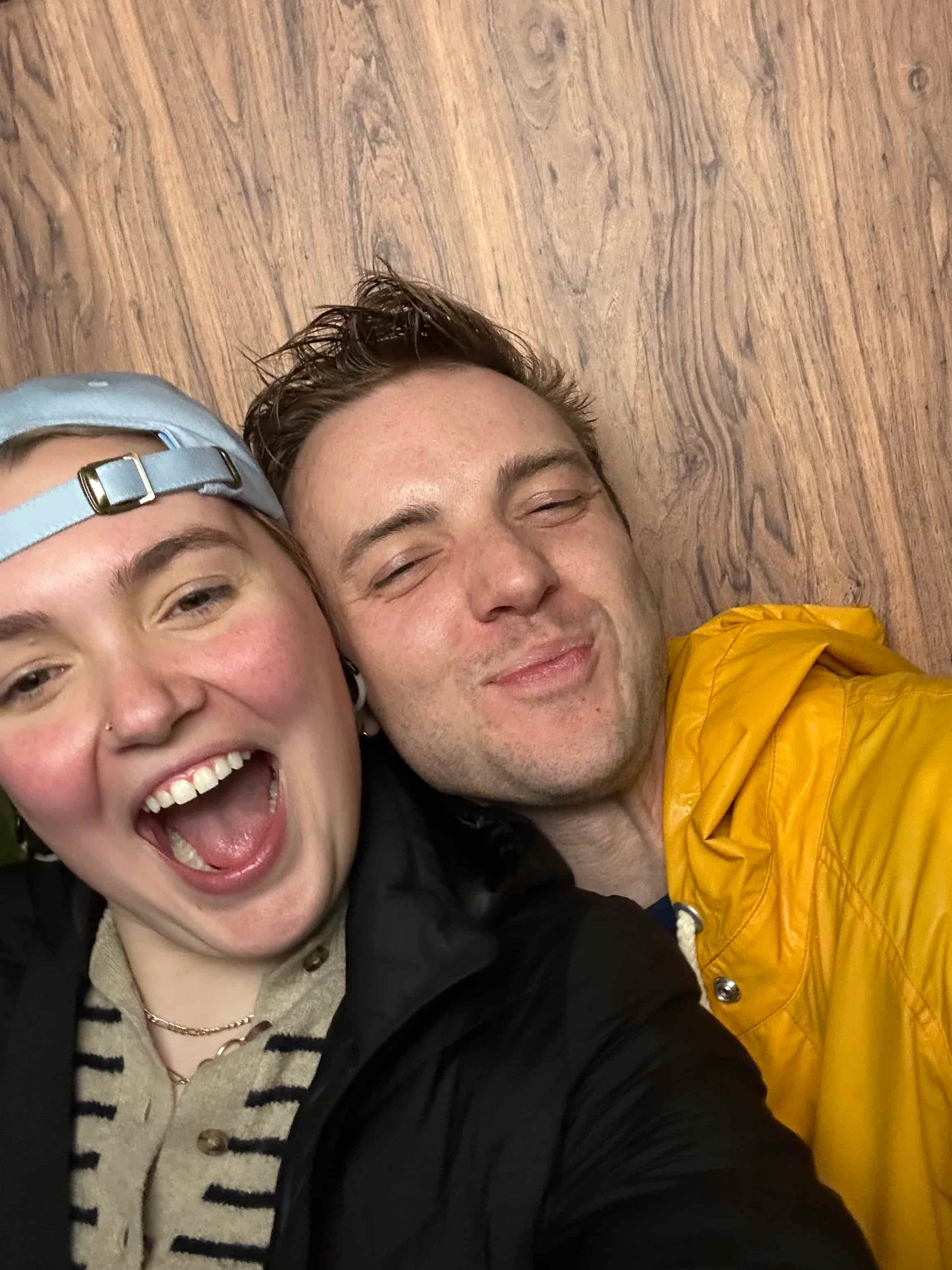 Aiden and Christian in rainy boston