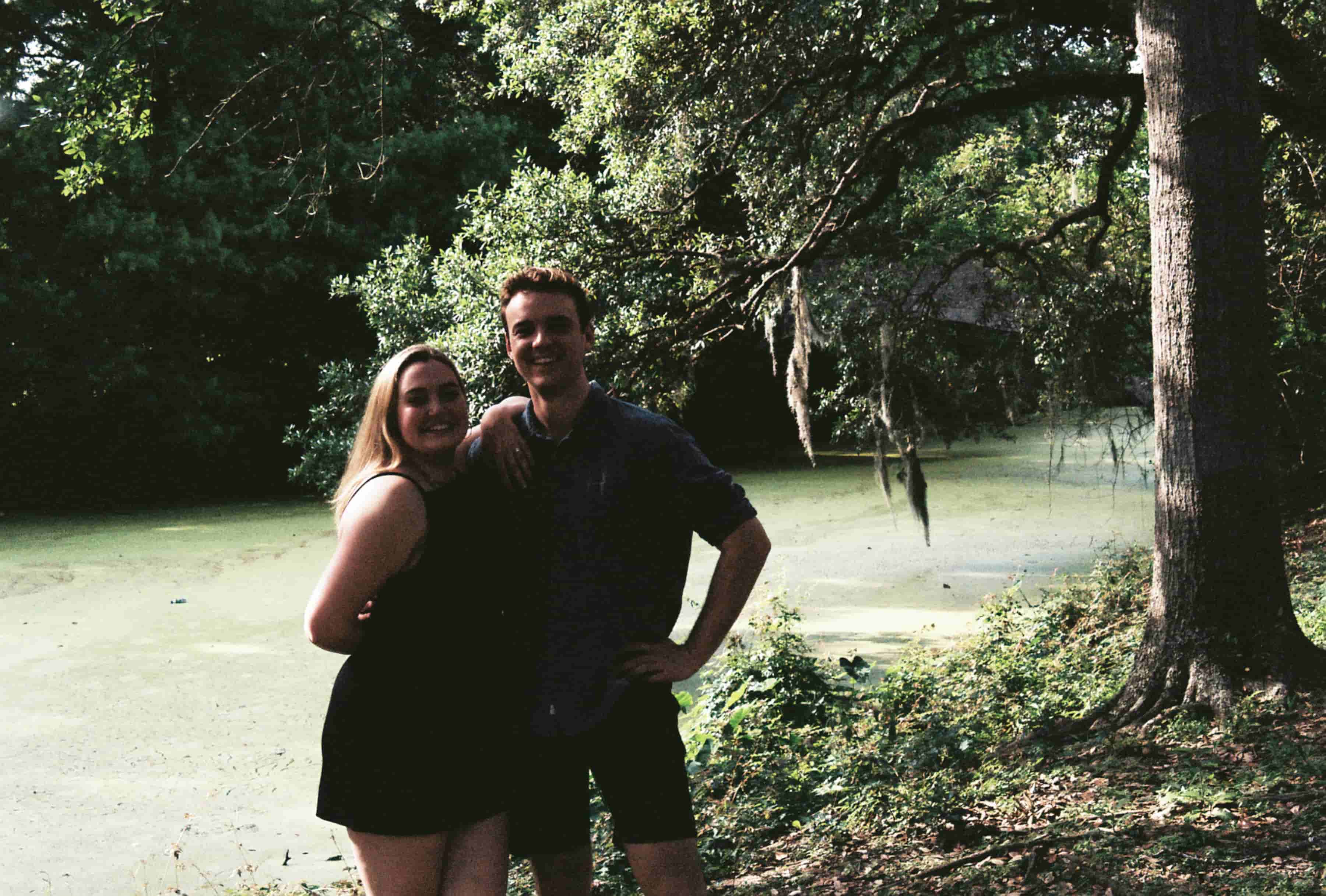 Aiden and Christian in a swampy park